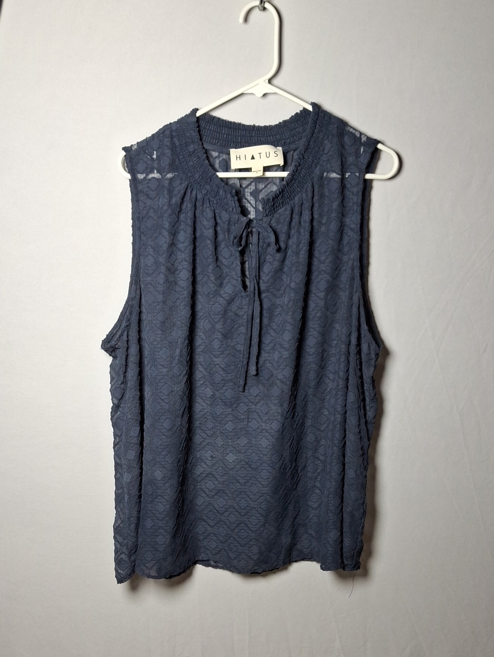 Navy Sleeveless Lace Blouse